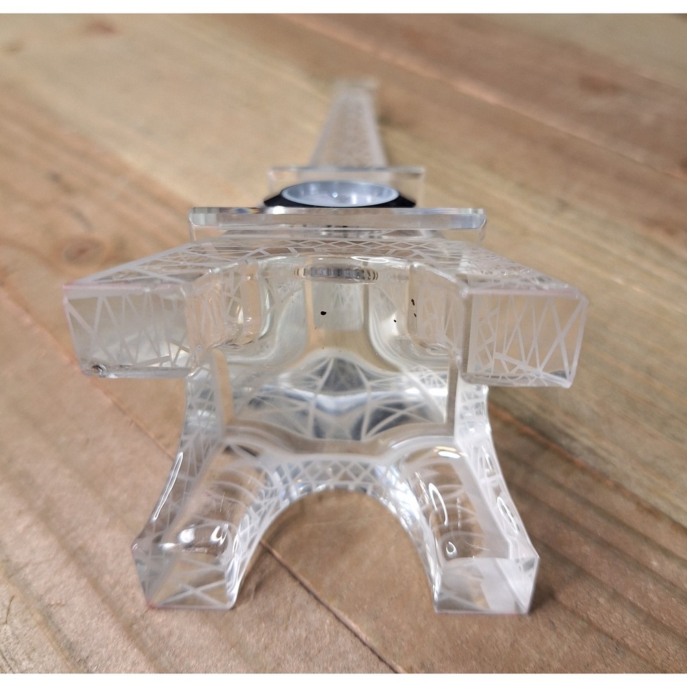 Vintage Crystal Eiffel Tower Desk Clock Quartz Roman Numeral Paris Decor 6.75in - Picture 4 of 7